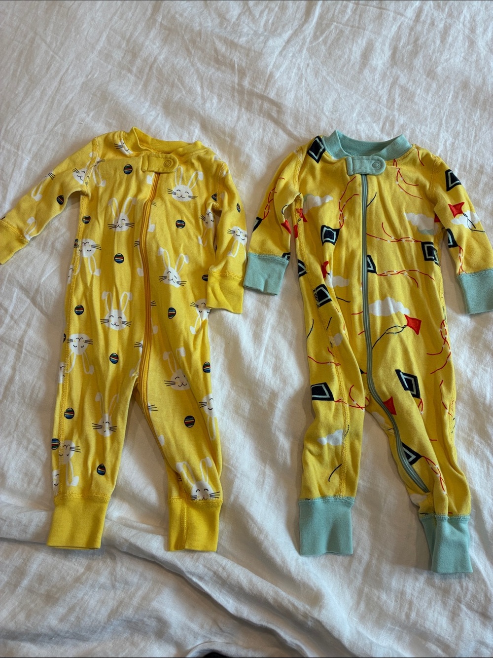 Hanna Andersson Yellow Bunny & Kite Print Footie Pajamas